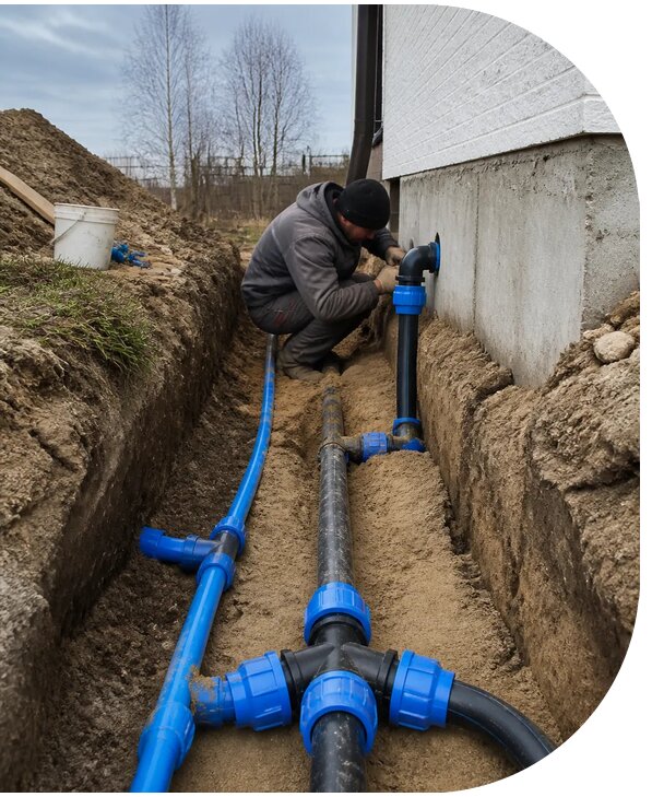 Монтаж наружного водопровода на участке под ключ в Мурманске